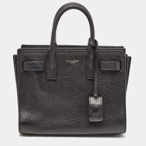 Saint Laurent Black Leather Nano Classic Sac De Jour Tote