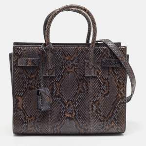 Saint Laurent Dark Grey Python Baby Classic Sac De Jour Tote
