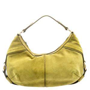 Pre Owned Yves Saint Laurent Mustard Yellow Suede Hobo