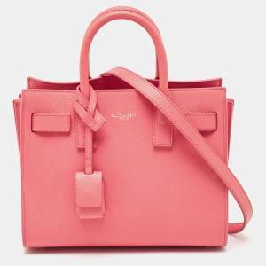 Saint Laurent Dark Pink Leather Nano Classic Sac De Jour Tote