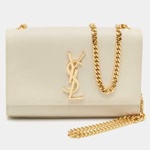 Saint Laurent Off White Leather Small Kate Shoulder Bag
