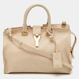 Saint Laurent Beige Leather Small Cabas Chyc Tote
