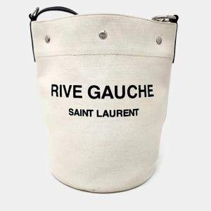 Saint Laurent Paris Beige Fabric Rive Gauche Bucket Bag