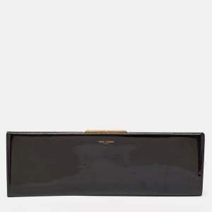 Saint Laurent Black Patent Leather Midnight Frame Clutch
