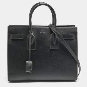 Saint Laurent Black Leather Small Classic Sac De Jour Tote