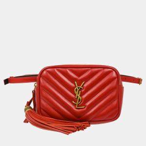 Saint Laurent Red Leather Waist Bum Bag