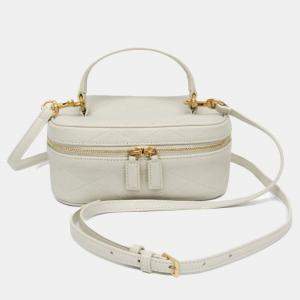 Saint Laurent Off-White Leather Shoulder Vanity Bag