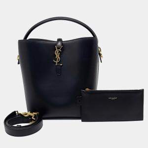 Saint Laurent Paris Black Leather LE37 Cassandra bucket bag