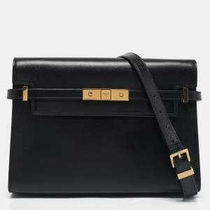 Saint Laurent Black Leather Medium Manhattan Flap Shoulder Bag