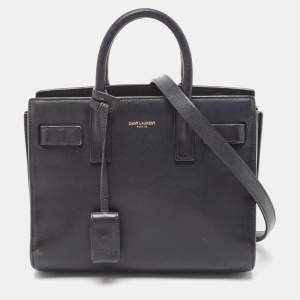 Saint Laurent Black Leather Nano Classic Sac De Jour Tote
