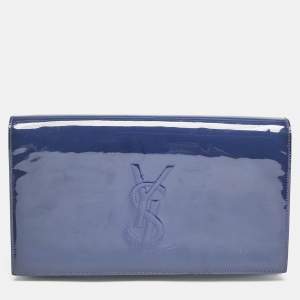 Saint Laurent Blue Patent Leather Belle De Jour Clutch