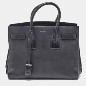 Saint Laurent Black Leather Medium Sac De Jour Tote