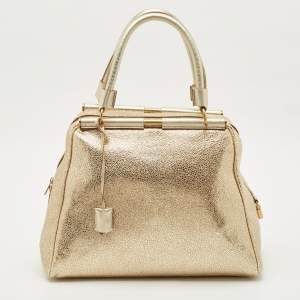 Saint Laurent Gold Textured Leather Medium Majorelle Bag