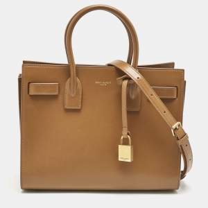Saint Laurent Brown Leather Baby Classic Sac De Jour Tote