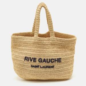 Saint Laurent Natural Raffia Rive Gauche Tote