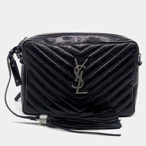 Saint Laurent Paris Black Leather Roux Camera Bag