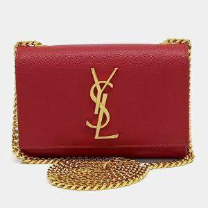 Saint Laurent Paris Red Leather Monogram Mini Crossbody Bag