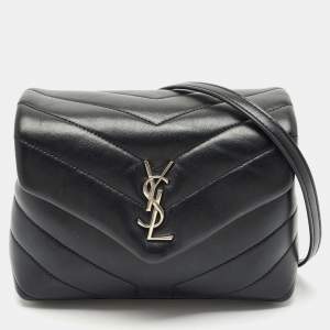 Saint Laurent Black Matelassé Leather Toy Loulou Crossbody Bag
