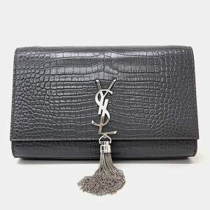 Saint Laurent Paris Black Patent Leather Monogram Kate Chain Shoulder Bag