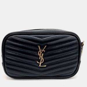 Saint Laurent Paris Black Leather Mini Lou Crossbody Bag