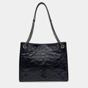 Saint Laurent Paris Black Leather Niki Shopping Bag Medium