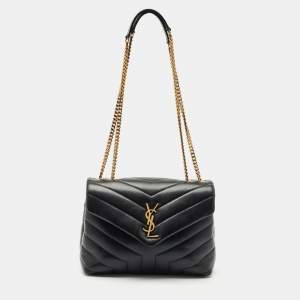 Saint Laurent Black Quilted Leather Small Loulou Shoulder Bag