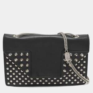 Saint Laurent Black Leather Betty Studded Flap Shoulder Bag