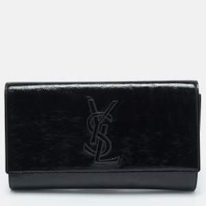 Saint Laurent Black Patent Leather Belle De Jour Clutch