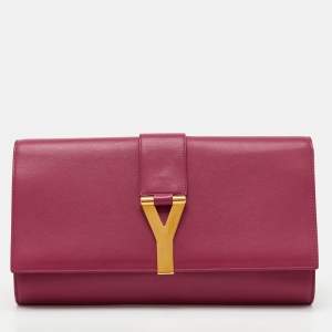 Saint Laurent Pink Leather Y-Ligne Clutch