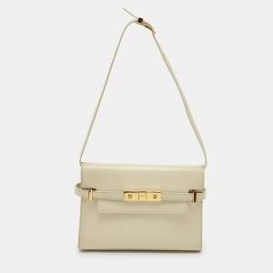 Saint Laurent Light Beige Leather Small Manhattan Shoulder Bag