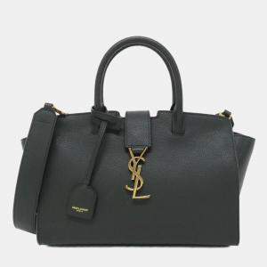 Saint Laurent Baby Tote Downtown Green Leather Handbag