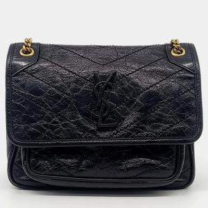 Saint Laurent Paris Black Leather Niki Baby Chain Shoulder Bag