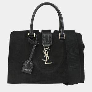 Saint Laurent Black Suede Baby Cabas 2way Handbag