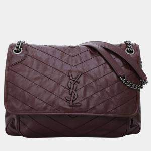 Saint Laurent Aged Leather Burgundy Large Niki Shoulder Bag