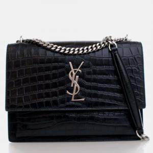 Saint Laurent Medium Calfskin Embossed Sunset Flap Bag