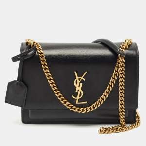 Saint Laurent Black Leather Medium Sunset Shoulder Bag