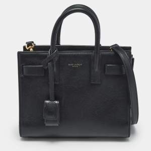 Pre Owned Saint Laurent Black Leather Nano Classic Sac De Jour Tote