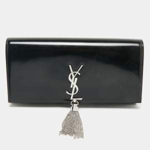 Saint Laurent Black Patent Leather Kate Tassel Clutch