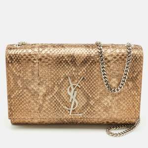 Saint Laurent Gold/Beige Python Kate Medium Shoulder Bag