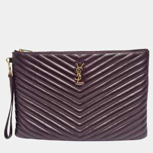 Saint Laurent Burgundy Matelasse Leather Document Holder