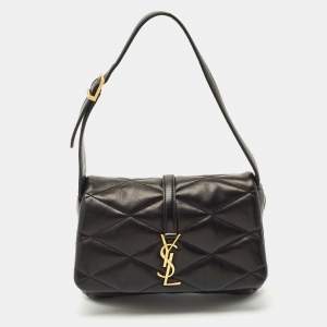 Saint Laurent Black Diamond Quilt Leather Le 57 Flap Hobo