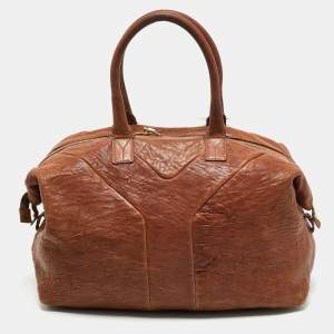 مملوكة مسبقًا Yves Saint Laurent Brown Pebbled Leather Easy Y Satchel