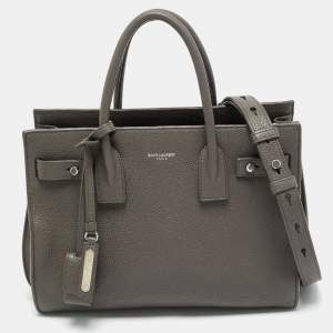 Pre Owned Saint Laurent Grey Leather Baby Classic Sac De Jour Tote
