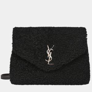 Saint Laurent Black Loulou Shearling Toy Bag Shoulder Bag