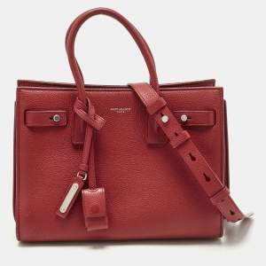 Pre Owned Saint Laurent Red Leather Baby Classic Sac De Jour Tote