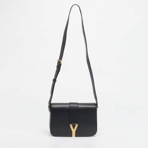 Pre Owned Saint Laurent Black Leather Ligne Y Shoulder Bag