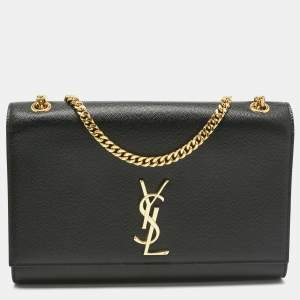 Pre Owned Saint Laurent Black Leather Large Kate Shoulder Bag