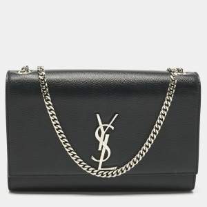 Pre Owned Saint Laurent Black Leather Medium Kate Shoulder Bag