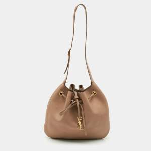 Pre Owned Saint Laurent Beige Leather Paris VII Medium Bucket Bag