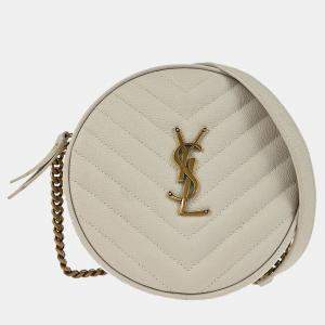 Pre Owned Saint Laurent White Leather Vinyl Shoulder Bag